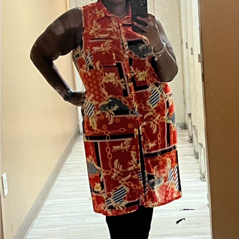 Red Floral Sleeveless Maxi Dress
